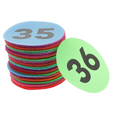 Imagem de SEWACC 36 Folhas marcadores de carpete adesivos esportivos mancha de tapete de jogo tapetes de área rótulos ponto de tapete colorido marca de andar de localização piso Brinquedo