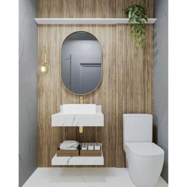 Imagem de Prateleira em Porcelanato para Banheiro 60/80/100cm Darabas Agardi Branco