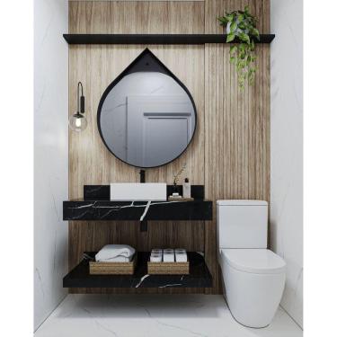 Imagem de Prateleira em Porcelanato para Banheiro 60/80/100cm Darabas Agardi Preto