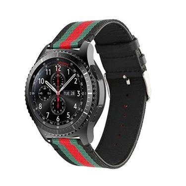 Imagem de Pulseira de Couro e Nylon para Samsung Gear S3 Frontier - Gear S3 Classic - Galaxy Watch 46mm - Preto - Marca Ltimports