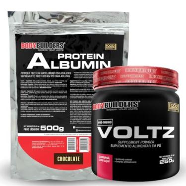 Imagem de Kit Albumin Protein Chocolate 500g + Pré-treino Voltz Açaí com Guaraná 250g - Bodybuilders