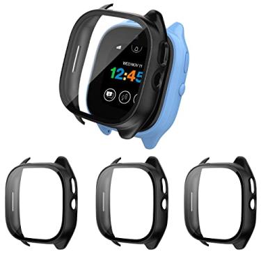 Imagem de [Pacote com 3] Capa compatível com protetor de tela Gizmo Watch 3 para crianças, capa de vidro temperado compatível apenas com Verizon Gizmo Watch 3 (preto + preto + preto)