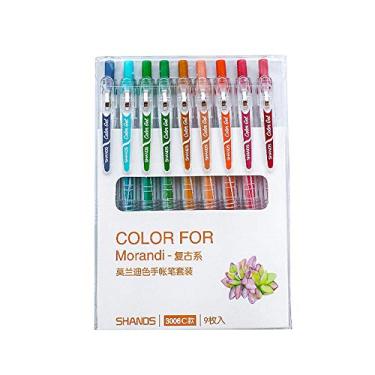 Imagem de Canetas de tinta de gel coloridas Morandi retrátil 0,5 mm ponta fina cores sortidas para diário de balas/fazer listas/fazer anotações/pintura artística, pacote com 9, Vintage Style