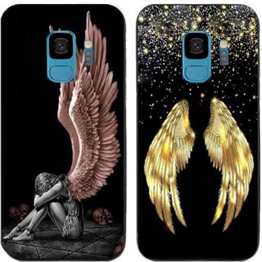 Imagem de 2 peças de capa de telefone traseira de silicone em gel TPU impresso asa de anjo triste para Samsung Galaxy Series (Galaxy S9)