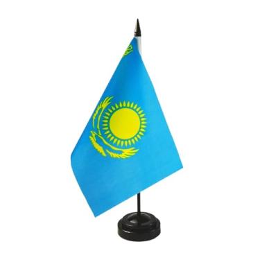 Imagem de Conjunto de bandeira de mesa do Cazaquistão, 20 cm x 12 cm - 1 conjunto de bandeira de diplomata do Cazaquistão, conjunto de bandeira de plástico L, bandeira de mesa do Cazaquistão, bandeira de