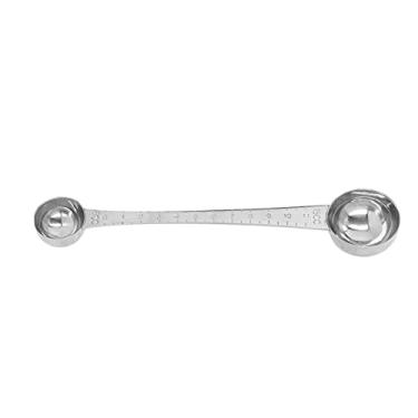 Imagem de plplaaoo Colher de café, colher medidora, colher de sopa de aço inoxidável, colher de medida versátil, colher de café com comprimento de escala colher de medição de extremidade dupla colher de sopa de