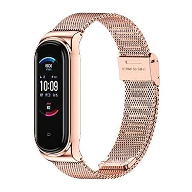 Imagem de MIJOBS Pulseira de substituição de metal para Amazfit Band 5 – compatível com Amazfit 5 Fitness Tracker (Milão, ouro rosa)