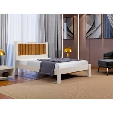Imagem de CAMA CASAL RIPADO ALASKA 100% MDF P/COLCHÃO 1.88X1.38 - CARMOLAR -Off-White/Naturale
