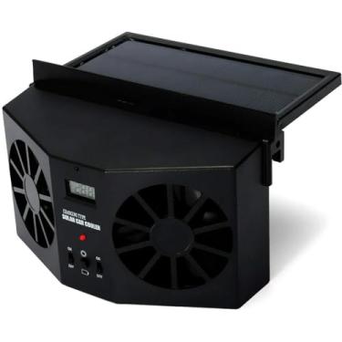 Imagem de Ventilador de carro alimentado por energia solar, ventilador de exaustão de ar para janela dianteira/traseira, ventilação do radiador do veículo com ventilação (preto/branco) do radiador da saída de ar com economia de energia