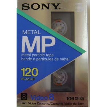 Imagem de Sony Fita cassete de vídeo 120 MP de metal de 8 mm - Fita de partículas de metal - 106 metros NTSC - P6-120MP