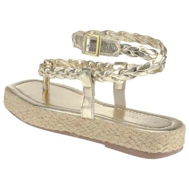 Imagem de Sandália Feminina Papete Flatforma Corda Rasteira Dourada (Dourado, BR, Adulto, Numérico, 36)