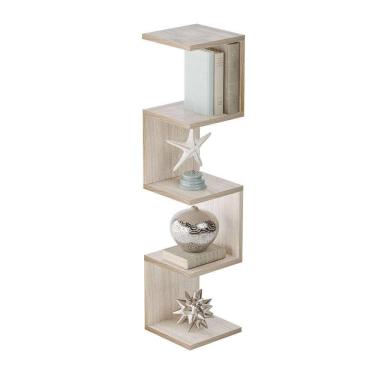 Imagem de Prateleira de Canto Lyra 4 Nichos Decorativos Carvalho para Sala Quarto Livros