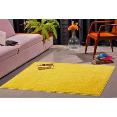 Imagem de Tapete Quadrado 1,00 X 1,00 Amarelo Classic Toque Macio Sala Quarto Não Escorrega Oasis