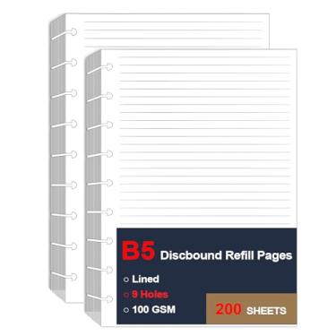 Imagem de (Pacote com 2) refis forrados com 9 discos para Happy Planner, refil de papel forrado com disco de tamanho clássico, inserções de disco de folhas soltas, 200 folhas/400 páginas, papel 100 g/m², 19 x