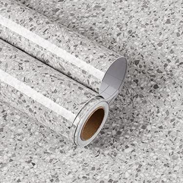 Imagem de Yenhome Papel de contato de granito cinza à prova d'água 76 cm x 500 cm para envolver bancada, papel de contato de bancada adequado para locatários, papel de parede de mármore granito impermeável para