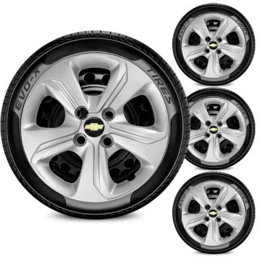 Imagem de Jogo 4 Calotas Aro 14  4x100 Chevrolet Gm Prata
