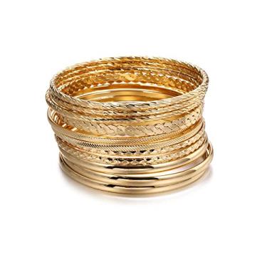 Imagem de Conjunto de 9 a 11 peças de pulseiras empilháveis boêmica casamento indiano multi texturizado pérolas pulseira de ouro moda simples algemas pulseira de pulso para mulheres joias, Zinco, Sem pedras preciosas