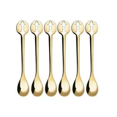Imagem de Conjunto De 6 Colheres Café Banhado Ouro 24kl Kiss Bugatti
