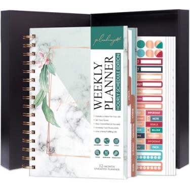Imagem de PLANBERRY Agenda horária Premium – Organizador semanal sem data com horários e orçamento mensal – Gerenciamento de tempo, definição de metas, lista de tarefas e rastreador de hábitos – 17,9 cm x 21,5