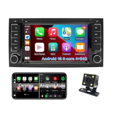 Imagem de Android 13 Car Radio Stereo CarPlay Android Auto para VW Volkswagen Touareg T5 Transporter Carro Multimídia Navegação GPS 2 Din CarPlay Bluetooth WiFi FM AM Radio SWC (7 polegadas 8 núcleos 4 GB RAM