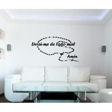 Imagem de Adesivo Decorativo Frases Livrai-Me De Todo Mal Amém Terço - Gaudesivo