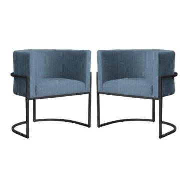 Imagem de Kit 02 Cadeiras Luna para Escritório Base de Metal Preto Linho Escolha