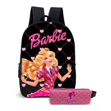 Imagem de Kit Mochila com Estojo Escolar Feminina da Barbie Para Meninas Mundo R