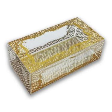 Imagem de 10 Caixas Para 8 Brigadeiros Com Berço, Dourado, Em Acetato - Embala C