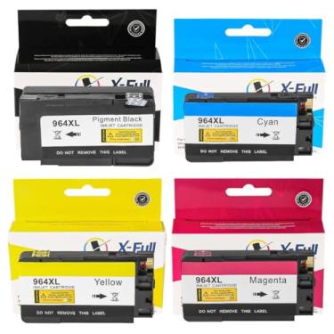 Imagem de Cartucho de Tinta Compatível para 964xl 964 Marca X-Full para Officejet Pro 9025 9020 9015 9019 9010 - Kit 4 Cores
