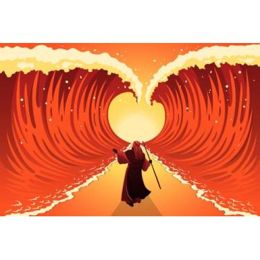 Imagem de Painel de Lona Moisés Mar Vermelho Igreja Religioso - Fabrika de Festa