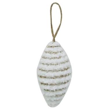 Imagem de Enfeite de Natal Oval Branco Topo de Arvore Grande 13cm - Zona Livre
