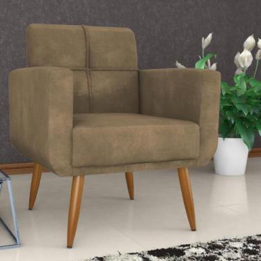 Imagem de Poltrona Decorativa para Sala Lilian Veludo Turkey Cappuccino - Mais d