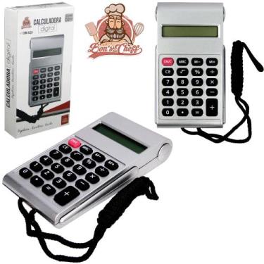 Imagem de Calculadora eletronica 8 digitos de bolso com cordao a bateria 9,5x5cm