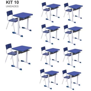 Imagem de Kit 10 Conjuntos Escolar Individual Juvenil/Adulto com porta Livros co