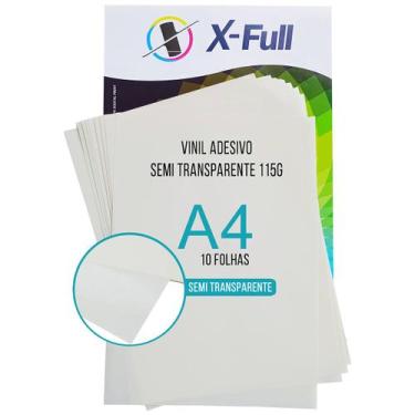 Imagem de Vinil Adesivo A4 115g Pacote com 10 Folhas Transparente Leitoso Filme 