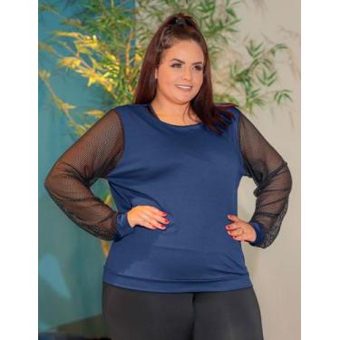 Imagem de Blusa Feminina em Crepe de Alfaiataria Manga Longa em Tela Plus Size -
