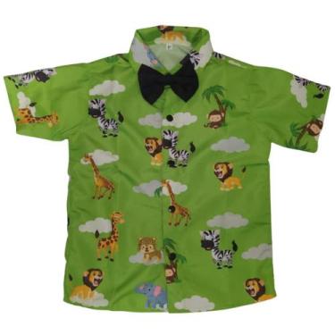 Imagem de Camisa Infantil Temática Safari Verde e Gravata - Pequenos Encantos Ba