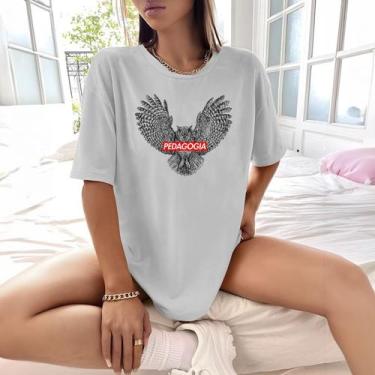 Imagem de Camisa Camiseta Feminina Estampada Suprem Pedagogia 100% Algodão Fio 3