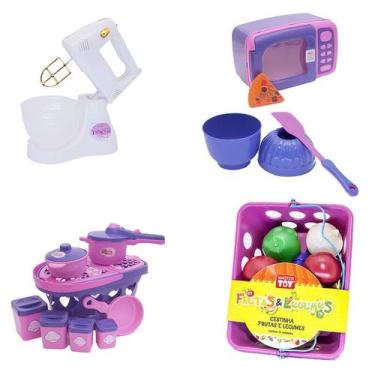 Imagem de Brinquedo Cozinha Menina Microondas Mercado Batedeira 27p - Altimar