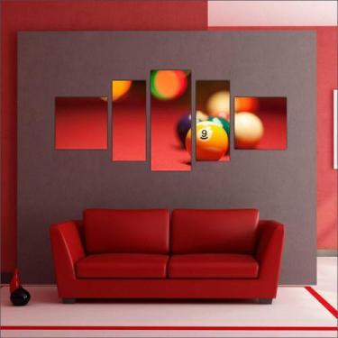 Imagem de Quadro Decorativo Sinuca Bilhar Salas De Jogos Mosaico 5 Peças TT4 - V