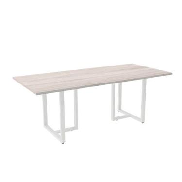 Imagem de Mesa de Reunião Retangular Tubular P25 Pandin 2,0 M Casablanca e Branc