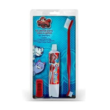 Imagem de Conjunto de Higiene Dental Cat Dog Creme Dental Sabor Morango Escova e
