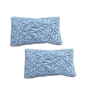 Imagem de Kit 2 Capas de Almofada Pelúcia Texturizada Floral 30x50 - Magic Enxov