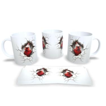 Imagem de Caneca Branca de Porcelana Personalizadas Arte Espelhadas em 3D Animais (Passaro 2)