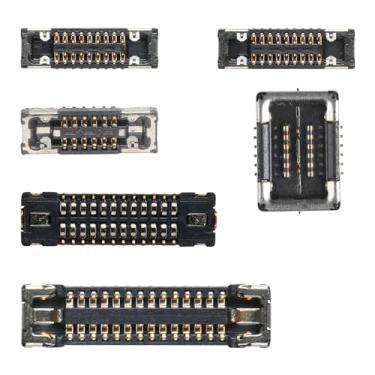 Imagem de Risidamoy Conjunto de 6 para conector de soquete da placa-mãe iPhone XR, kit de substituição para fone de ouvido, receptáculo, ranhura matricial, infravermelho, conexão frontal traseira para iPhone XR