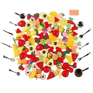 Imagem de NWFashion Decoração em miniatura 112 peças para decoração de sobremesa, brinquedo de confeitaria, enfeite de bolo, enfeite de sapato (fruta)