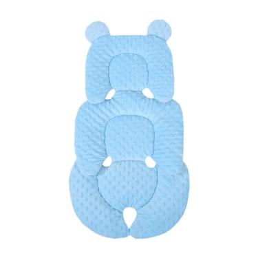 Imagem de shamjina Almofada para assento de bebê, acolchoamento macio para assento, travesseiro de apoio para cabeça e pescoço de recém-nascido, almofada para carrinho, Azul