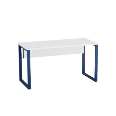 Imagem de Mesa Secretária Tubular P25 Pandin 1,20 M Branco e Azul Del Rey