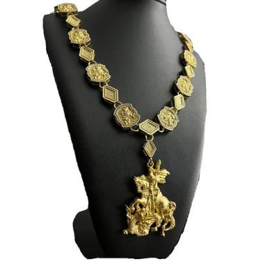 Imagem de Cordão são jorge + pingente cravejado banhado a ouro 18k - ToJoia18k