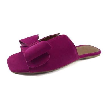 Imagem de Sandália Feminina Rasteirinha Laço Moda Verão Bico Folha Fino Dia a Di